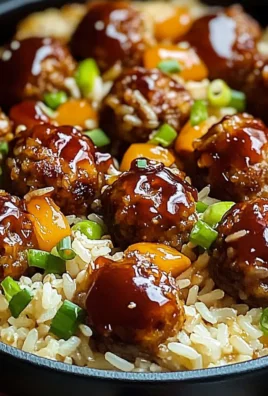 Honey Garlic Meatball Rice Bake