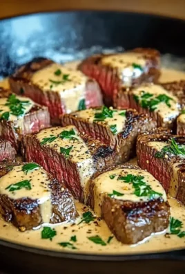 Cast Iron Bavette Steak with Barley Tea Garlic Cream Sauce