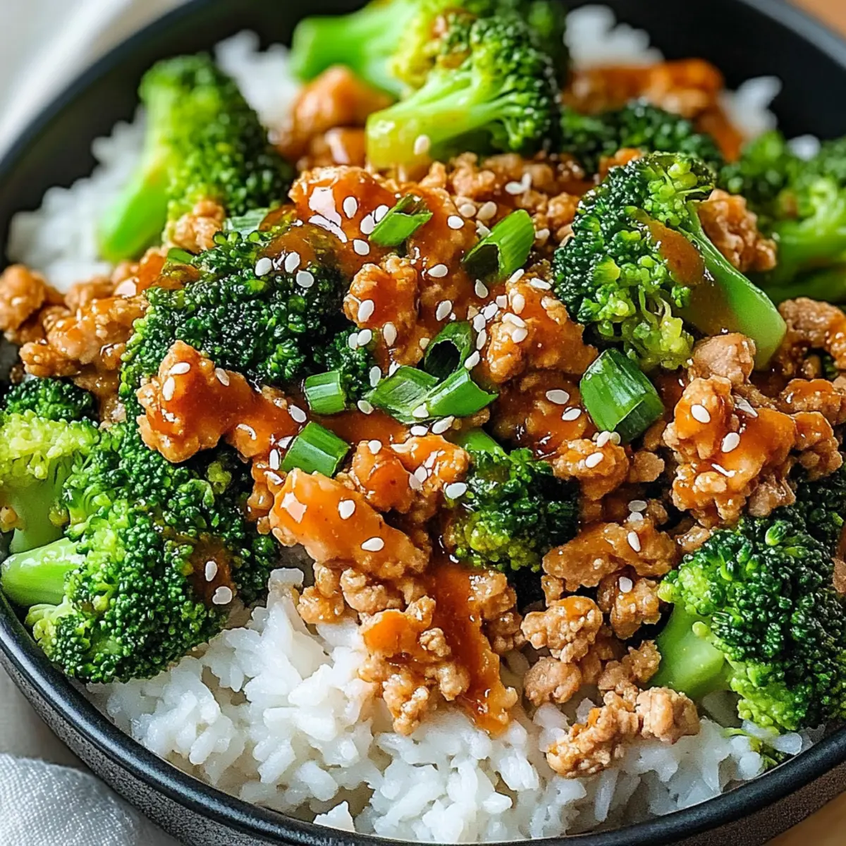 Honey Sriracha Ground Chicken and Broccoli