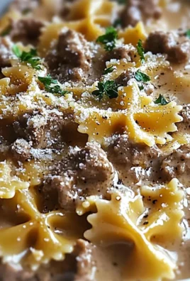 Creamy Parmesan Garlic Beef Bowtie Pasta