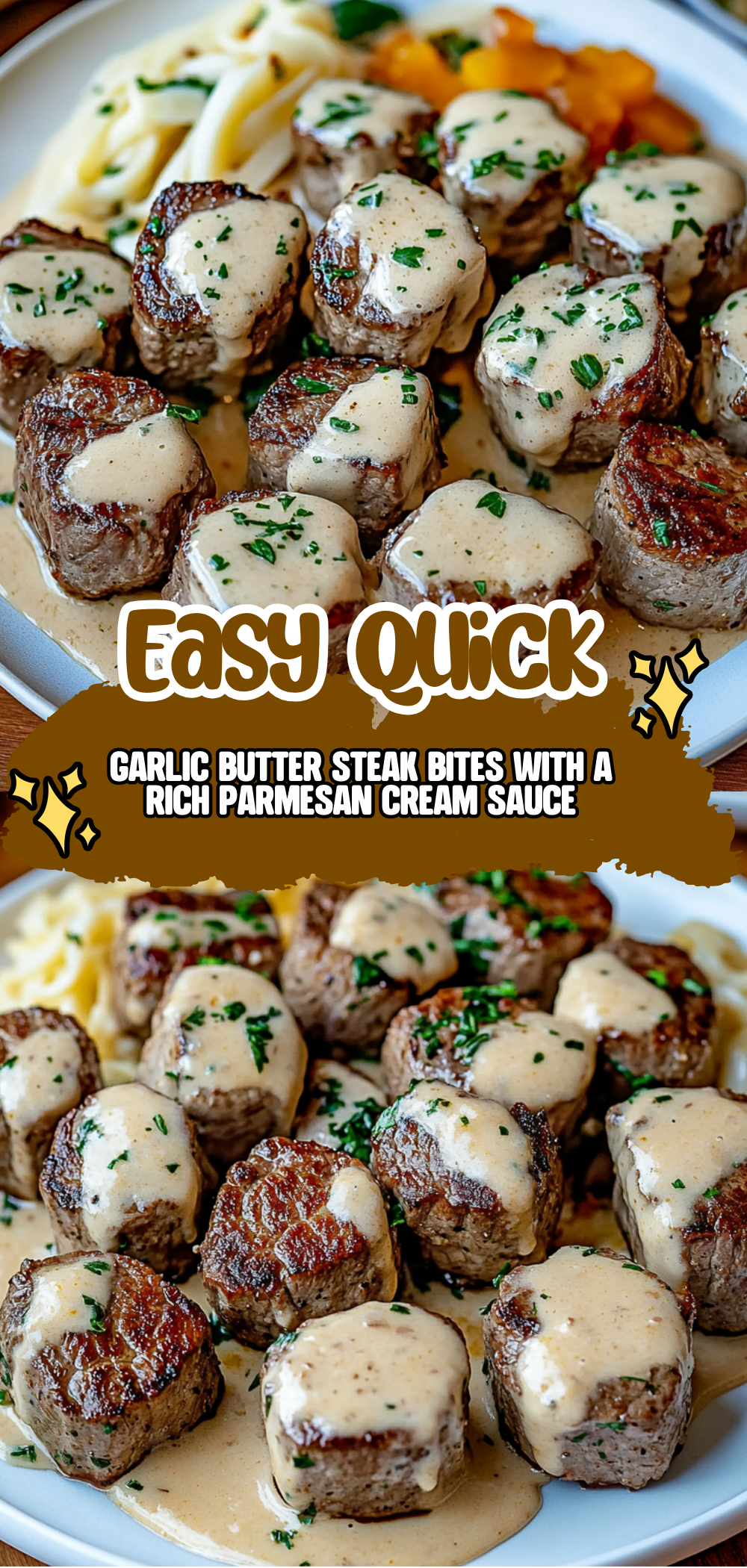 Garlic Butter Steak Bites with a Rich Parmesan Cream Sauce