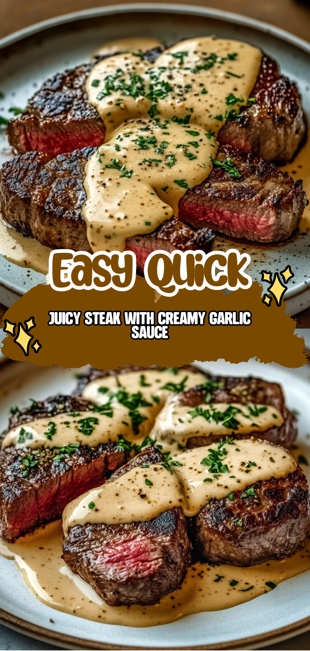Juicy Steak with Creamy Garlic Sauce