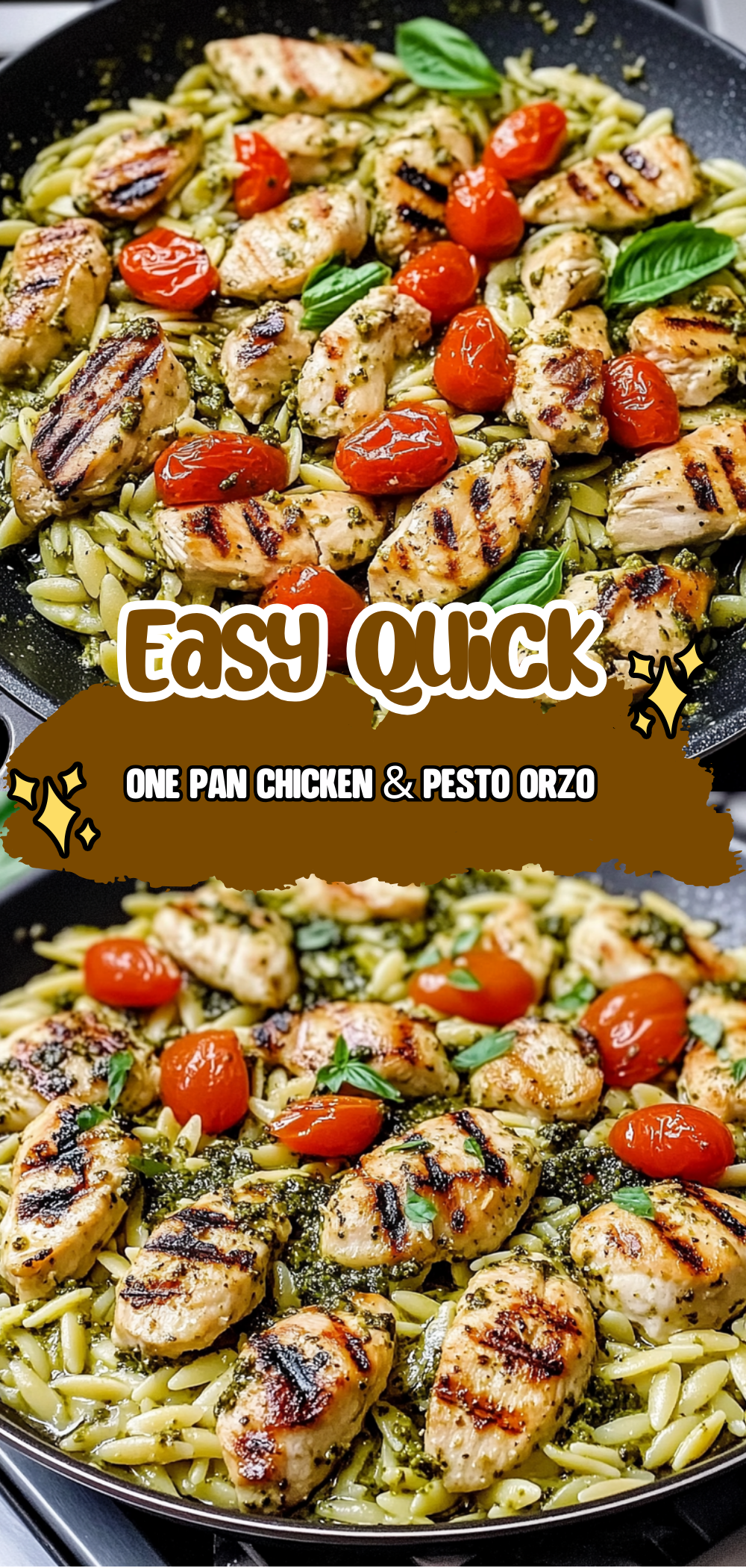 One Pan Chicken & Pesto Orzo