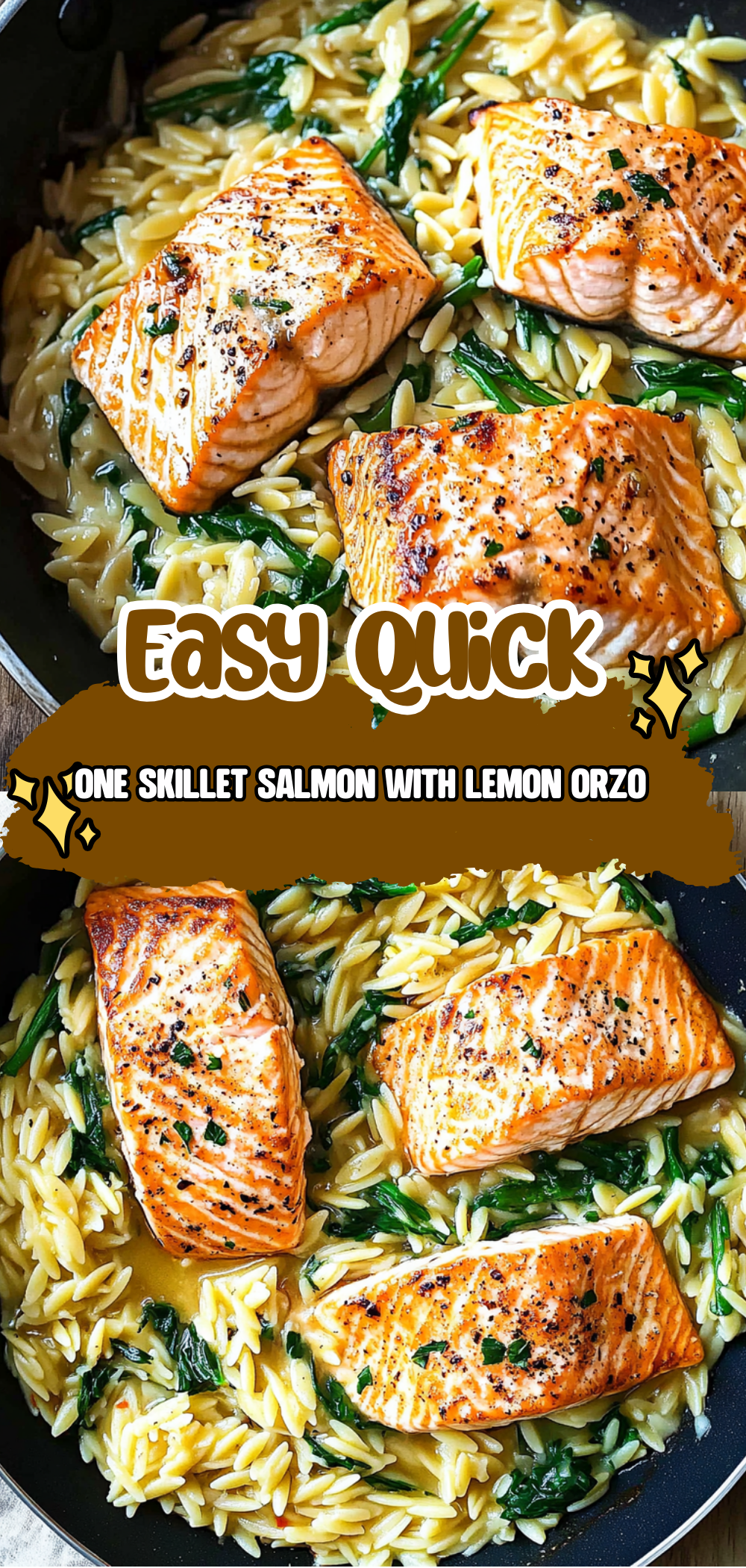 One Skillet Salmon with Lemon Orzo