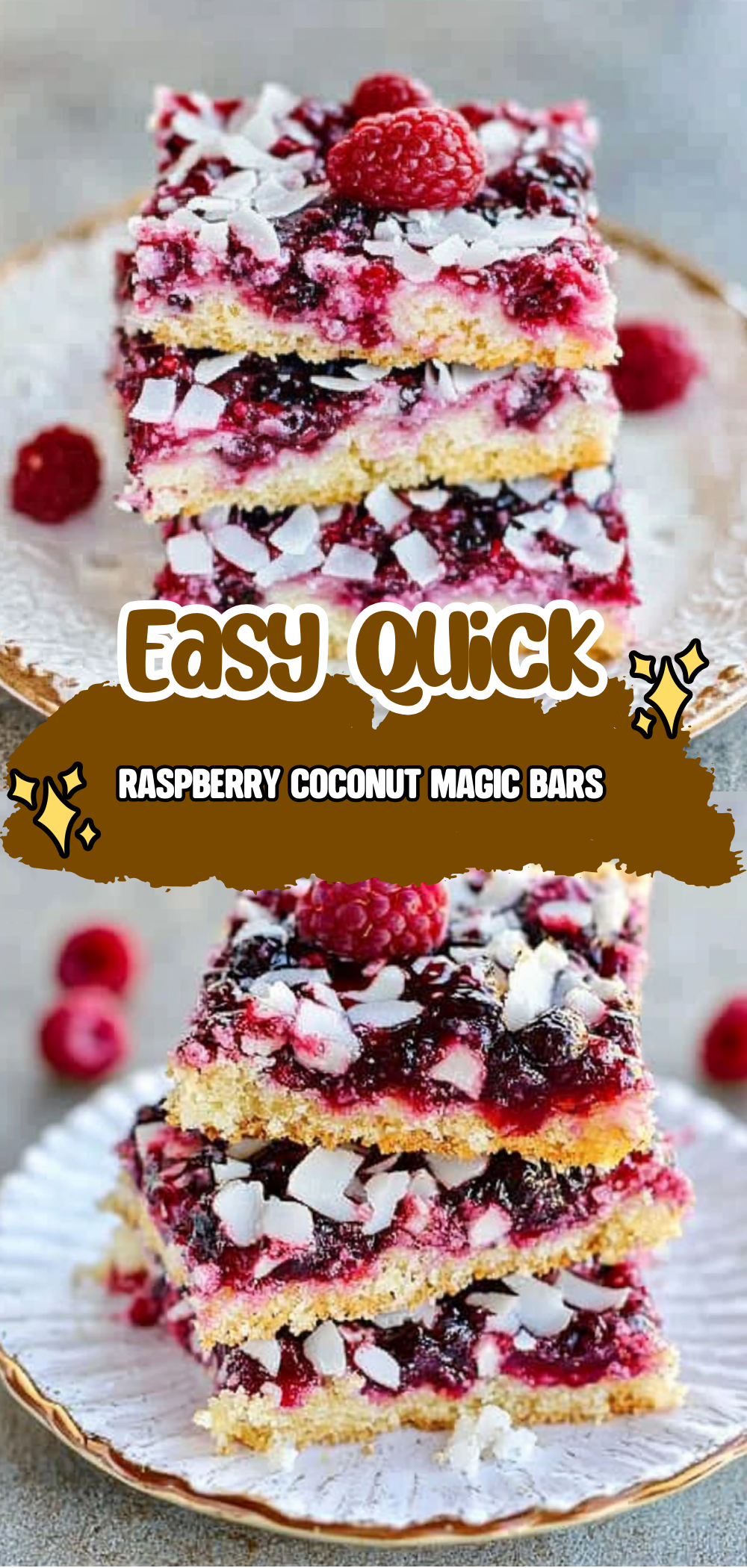 Raspberry Coconut Magic Bars