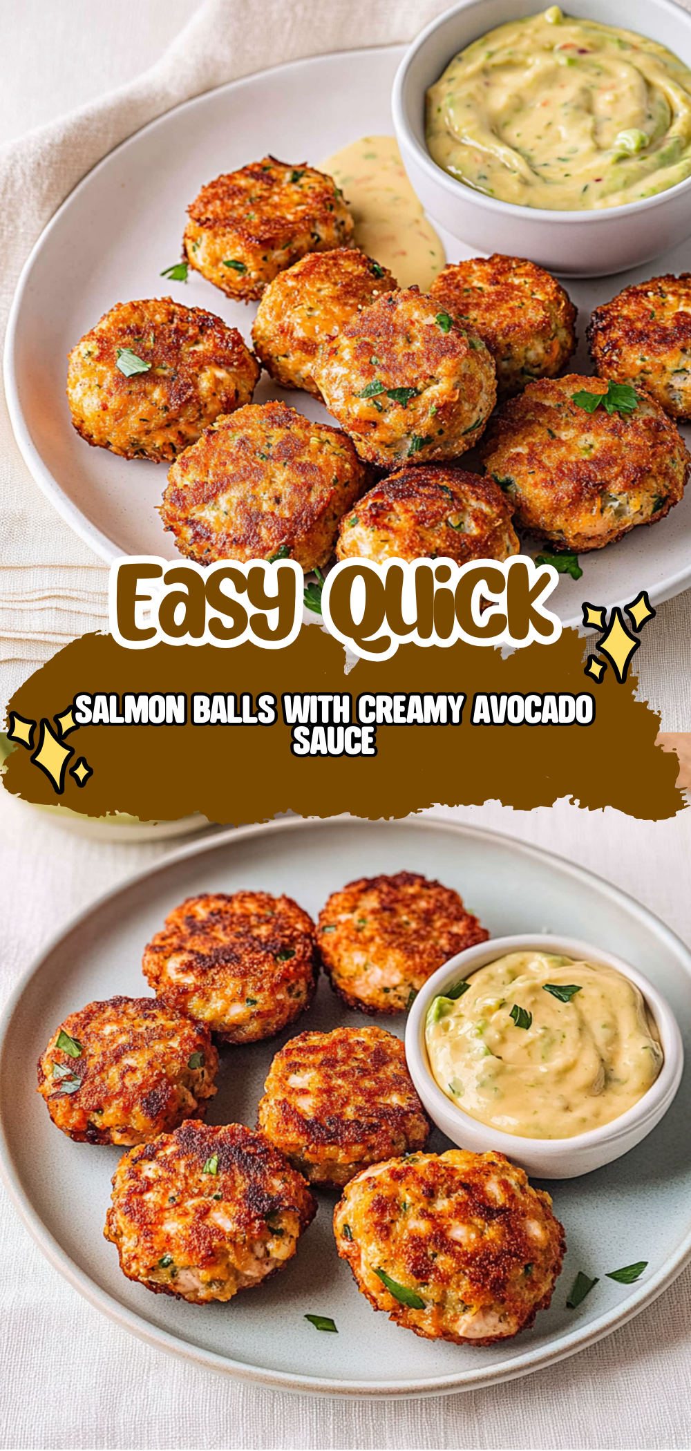Salmon Balls with Creamy Avocado Sauce