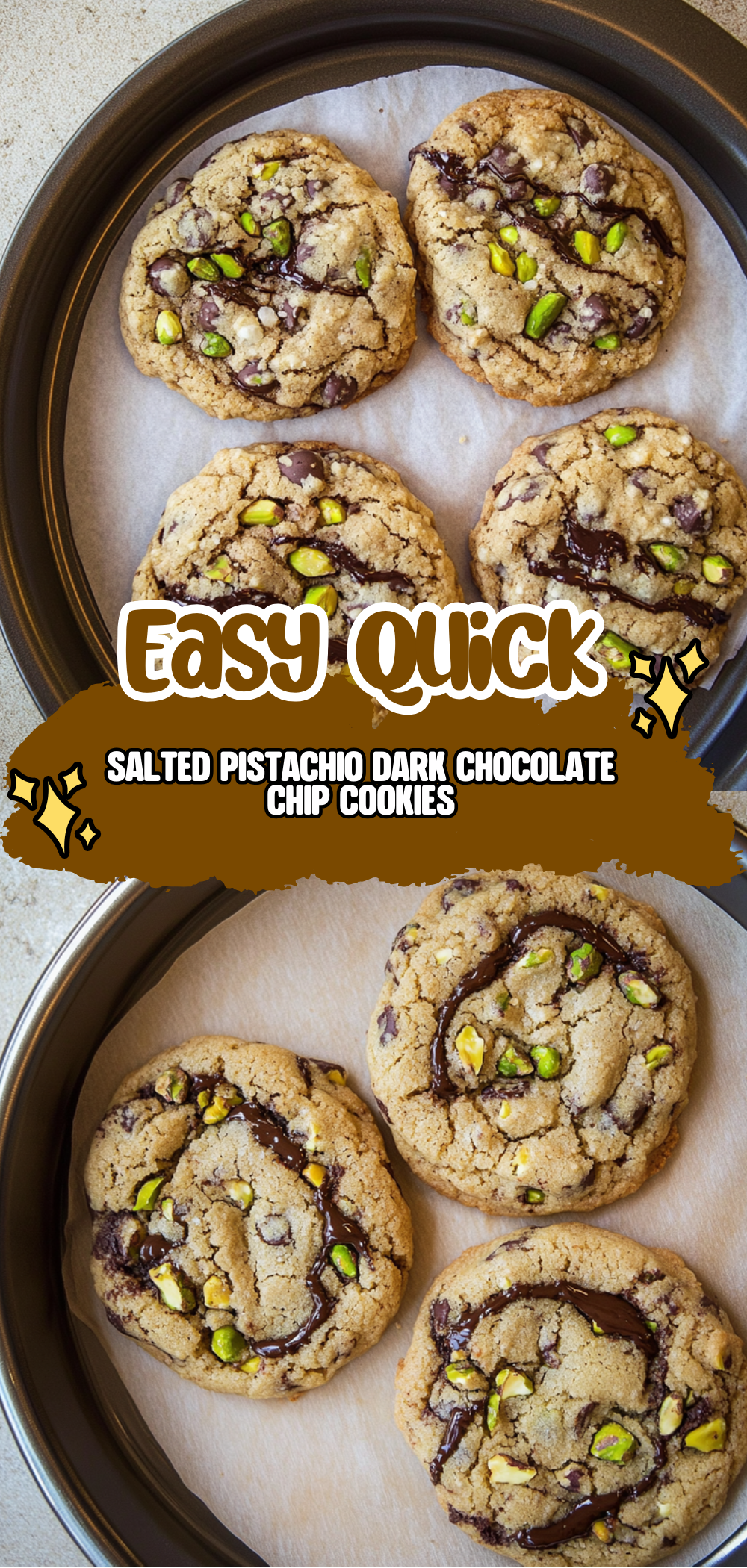 Salted Pistachio Dark Chocolate Chip Cookies