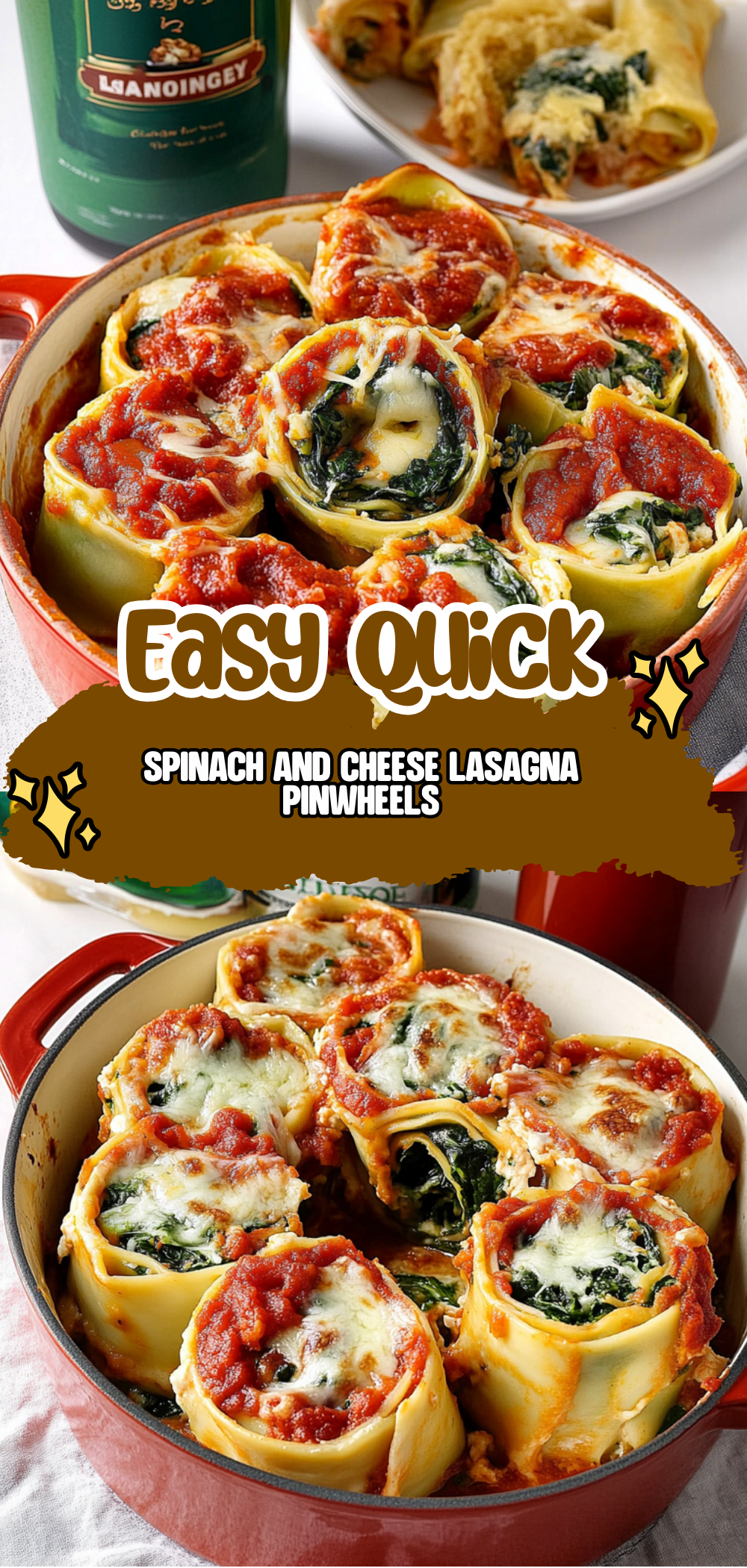 Spinach and Cheese Lasagna Pinwheels