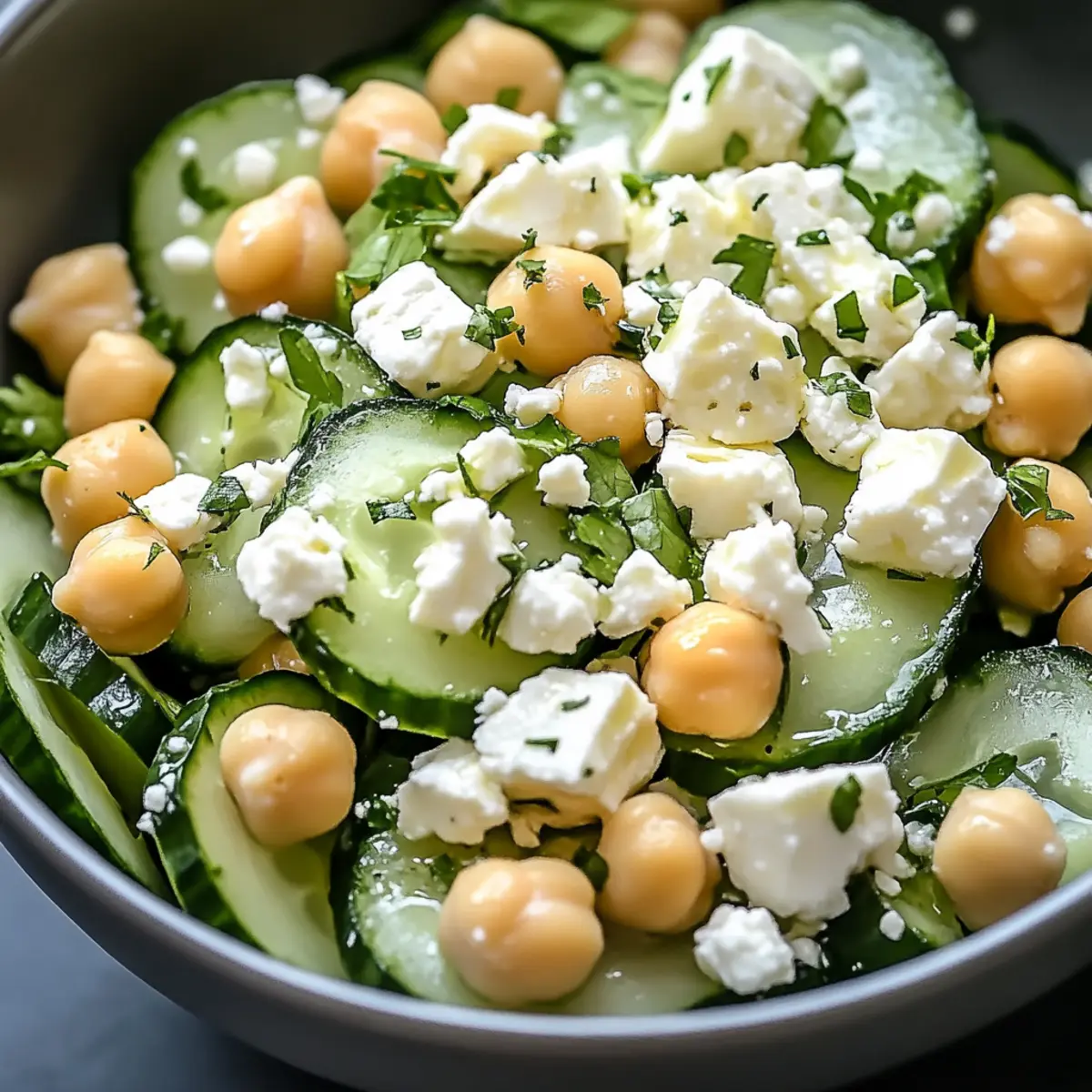 Cucumber Chickpea Feta Lemon