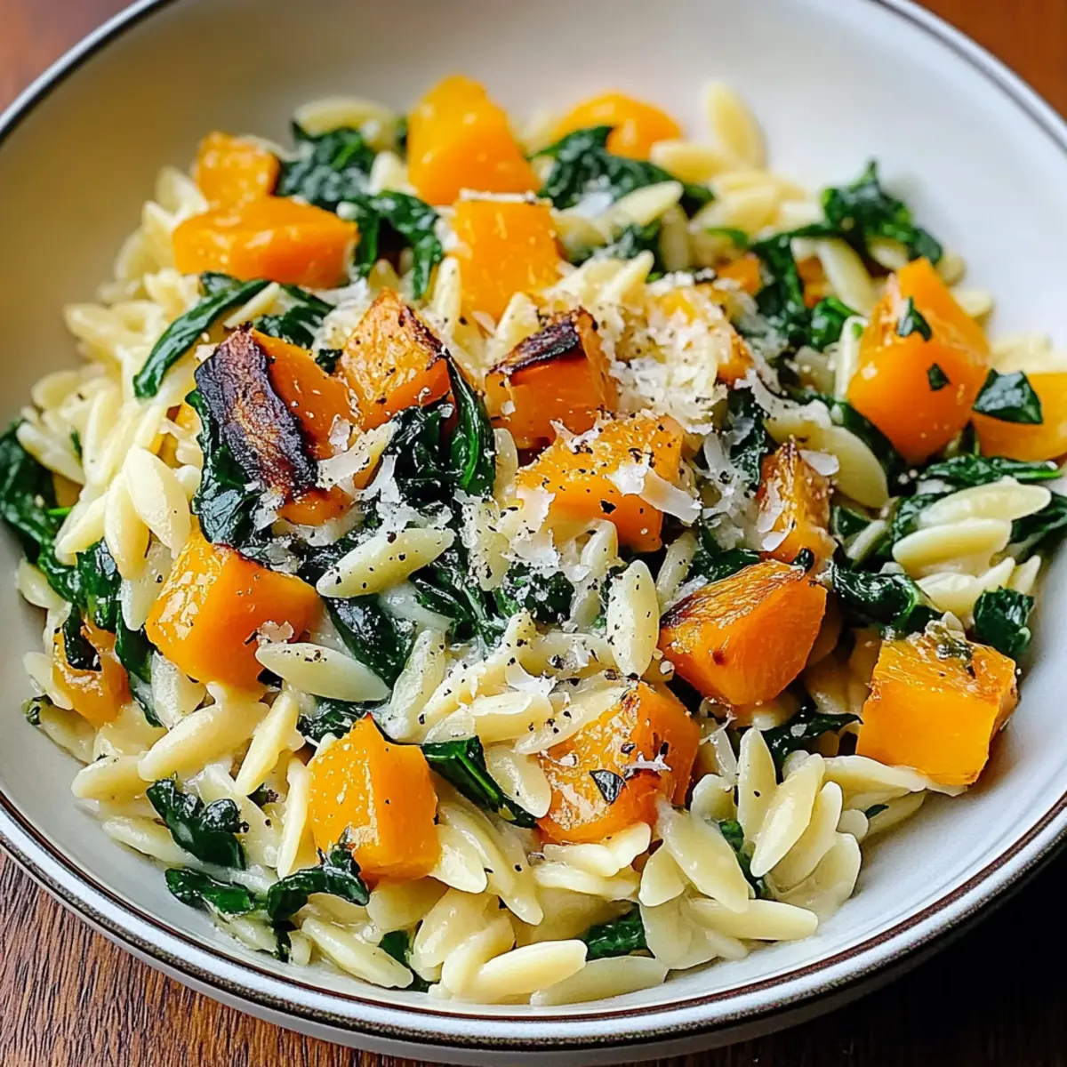 Creamy Orzo with Roasted Butternut Squash and Spinach