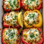 Baked Greek Stuffed Peppers with Chicken