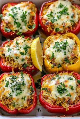 Baked Greek Stuffed Peppers with Chicken