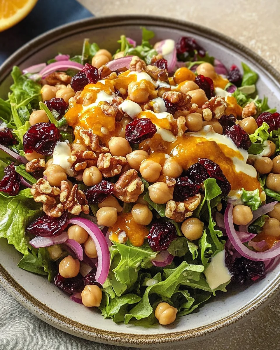 Cranberry Walnut Chickpea Salad with Orange Vinaigrette