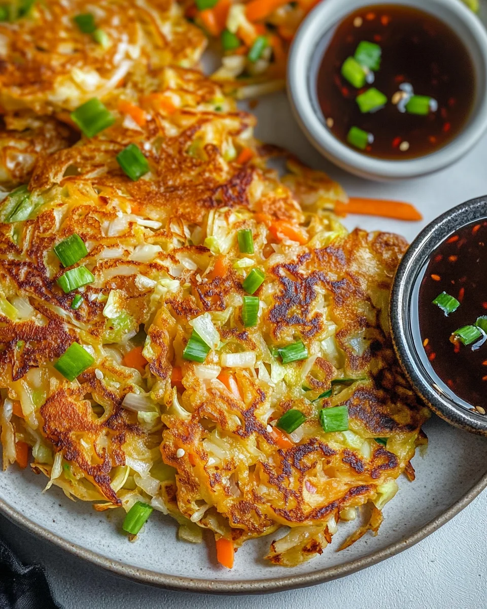 Crispy Vegetable Pancakes with Asian Dipping Sauce