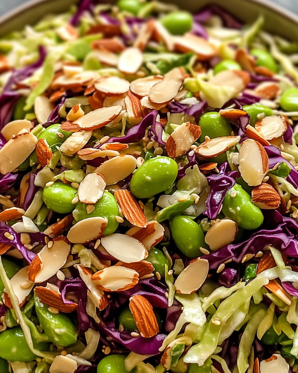 Crunchy Cabbage and Edamame Salad with Sesame Ginger Dressing