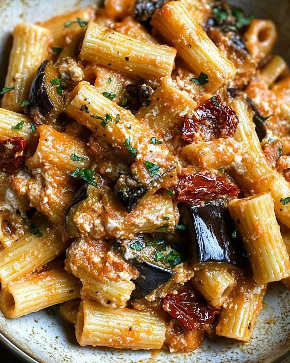 Eggplant and Sun-Dried Tomato Ricotta Pasta