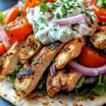 Greek Chicken Gyros with Lemon-Herb Marinade and Tzatziki