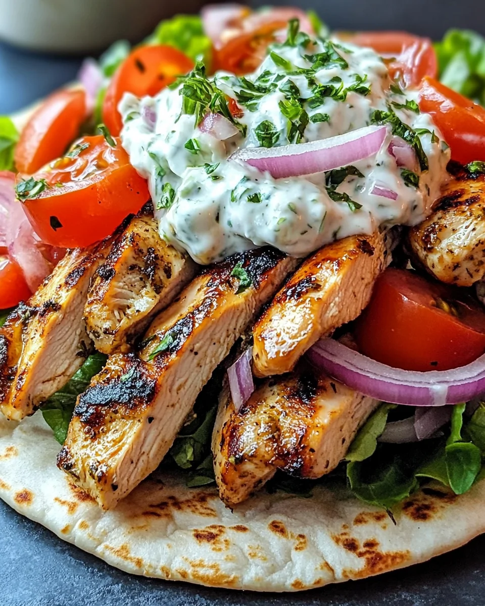 Greek Chicken Gyros with Lemon-Herb Marinade and Tzatziki