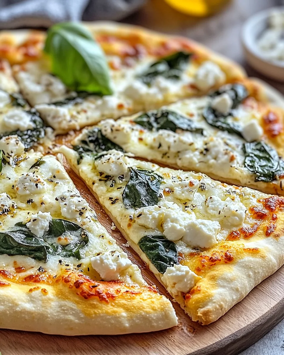 Greek Roasted Garlic Spinach White Pizza