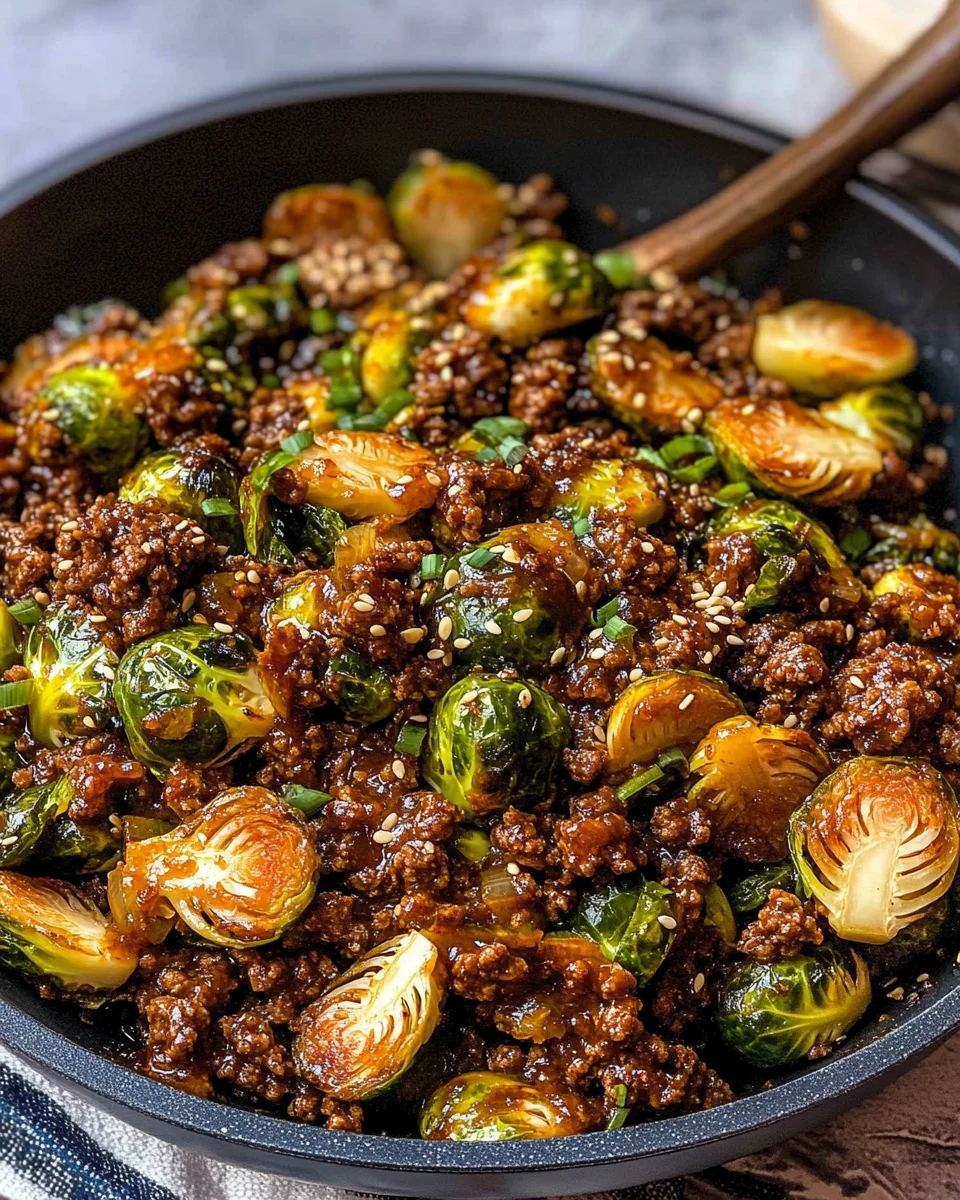 Ground Beef and Brussels Sprouts