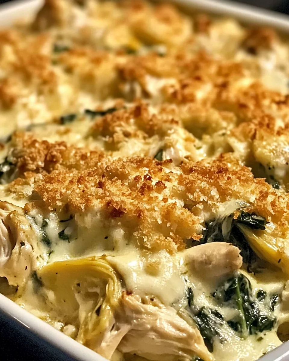 High-Protein Spinach and Artichoke Chicken Casserole