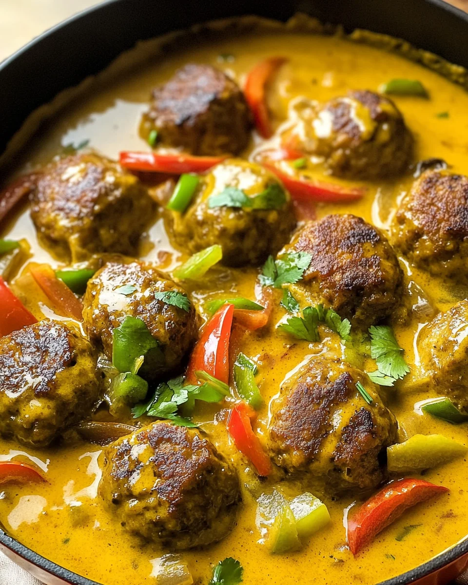 Jerk Meatballs In Coconut Curry Sauce