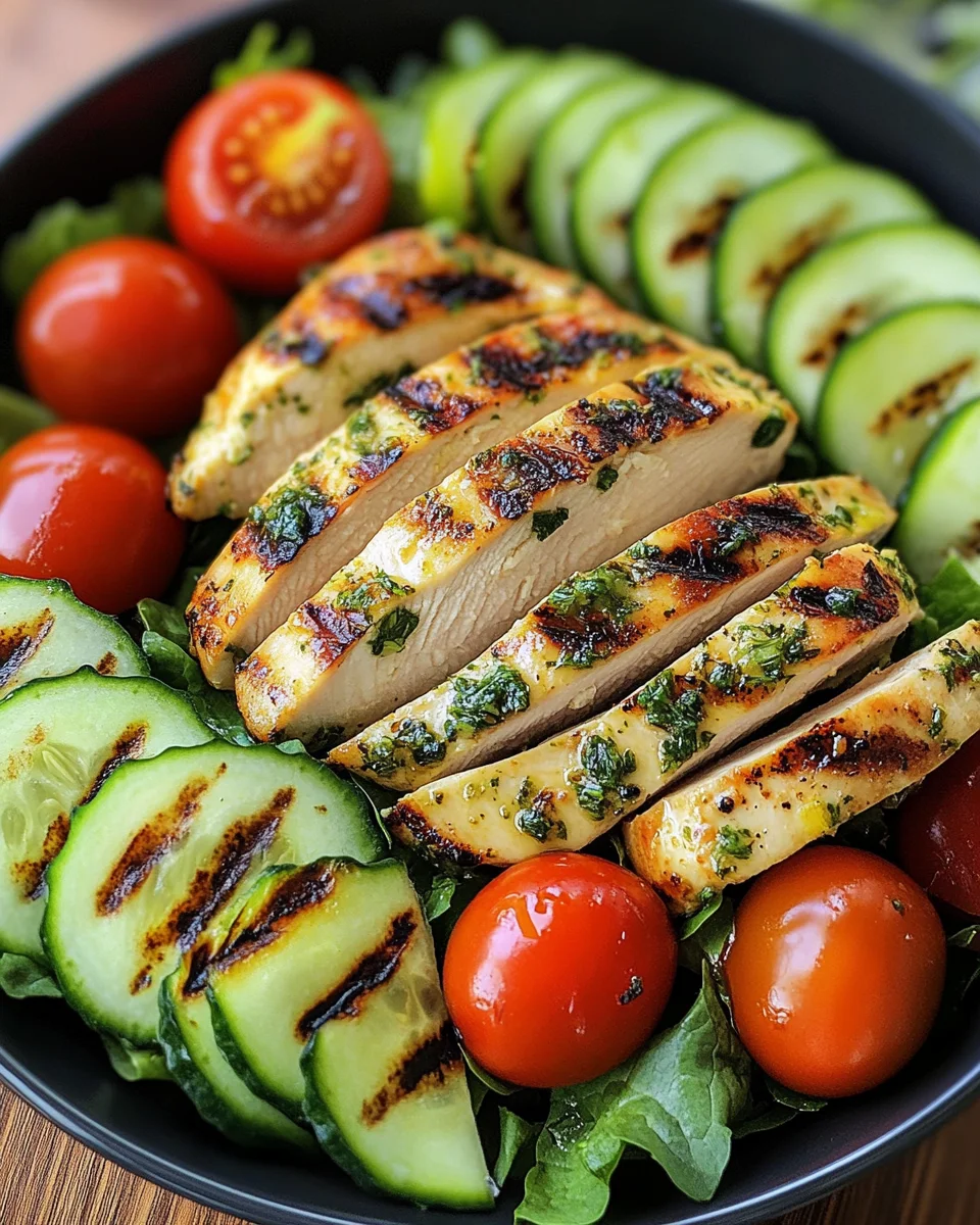 Lemon Herb Grilled Chicken Avocado Salad
