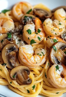 Mushroom Garlic Shrimp Pasta