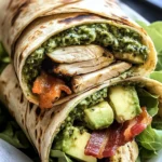 Pesto Chicken and Avocado Bacon Salad Wraps
