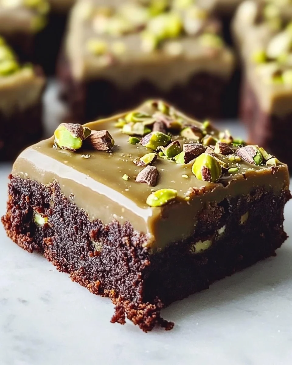 Pistachio Brownies with Pistachio Ganache