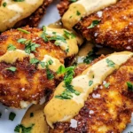Pretzel Chicken with Mustard-Cheddar Sauce