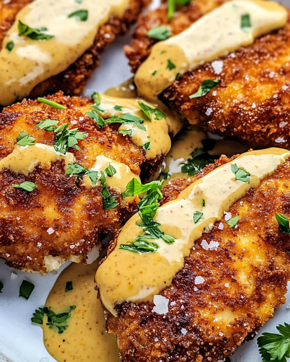 Pretzel Chicken with Mustard-Cheddar Sauce