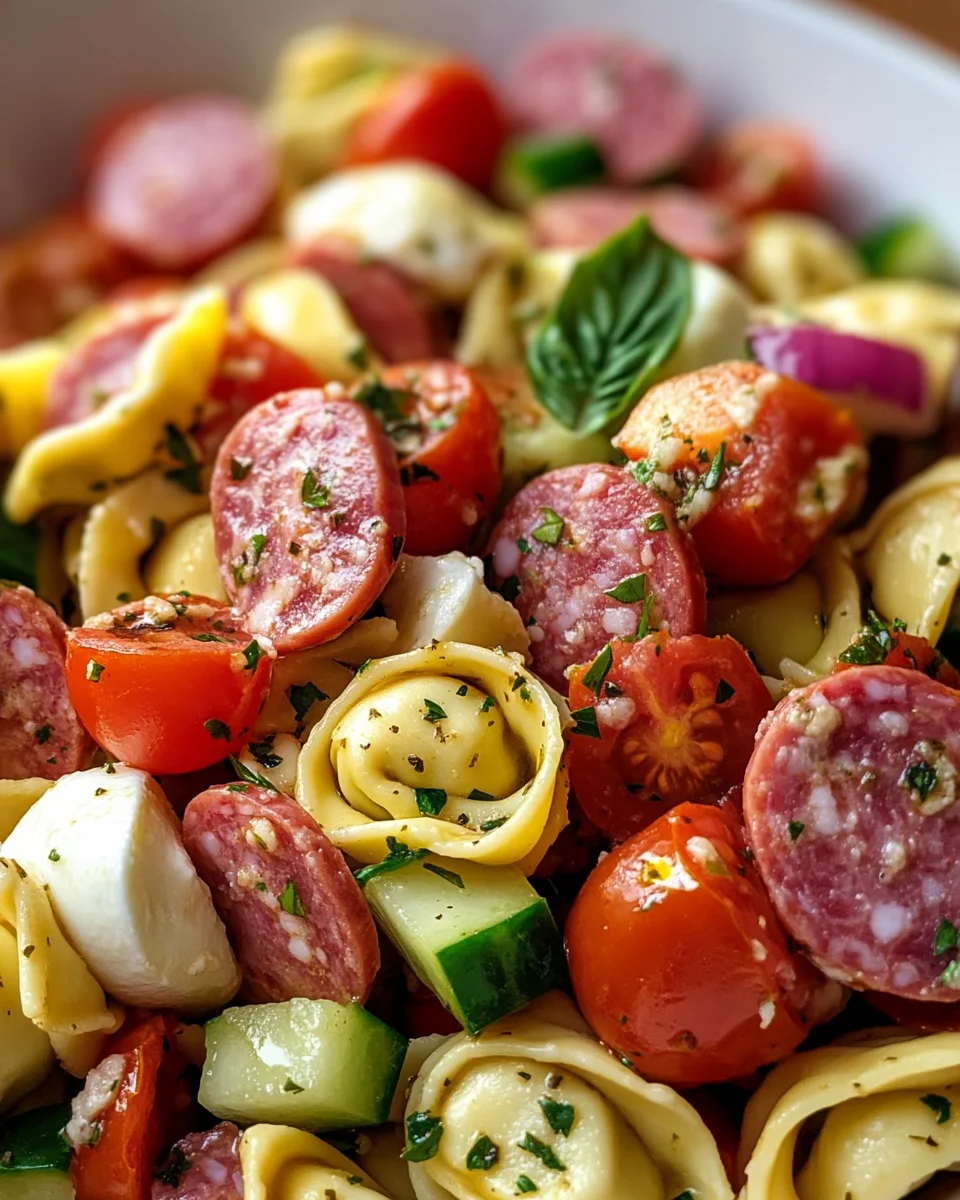 Salami-Mozzarella Tortellini Pasta Salad