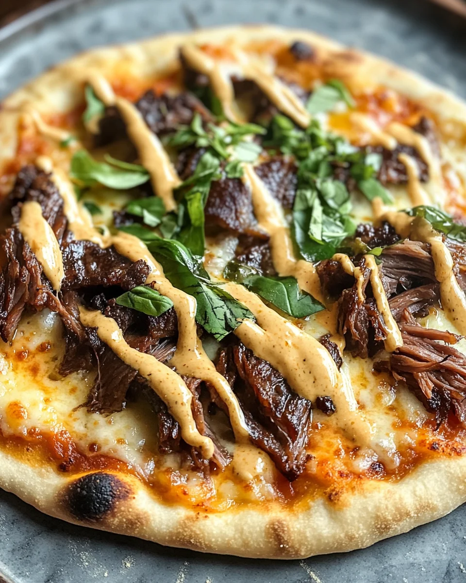 Short Rib Pizza with Smoked Gouda Cream Sauce