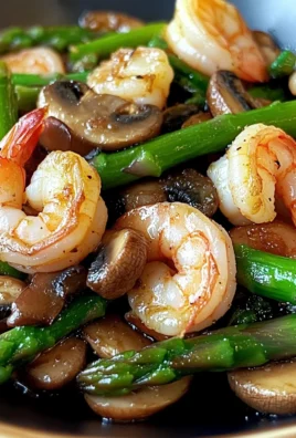 Shrimp and asparagus stir-fry with mushrooms