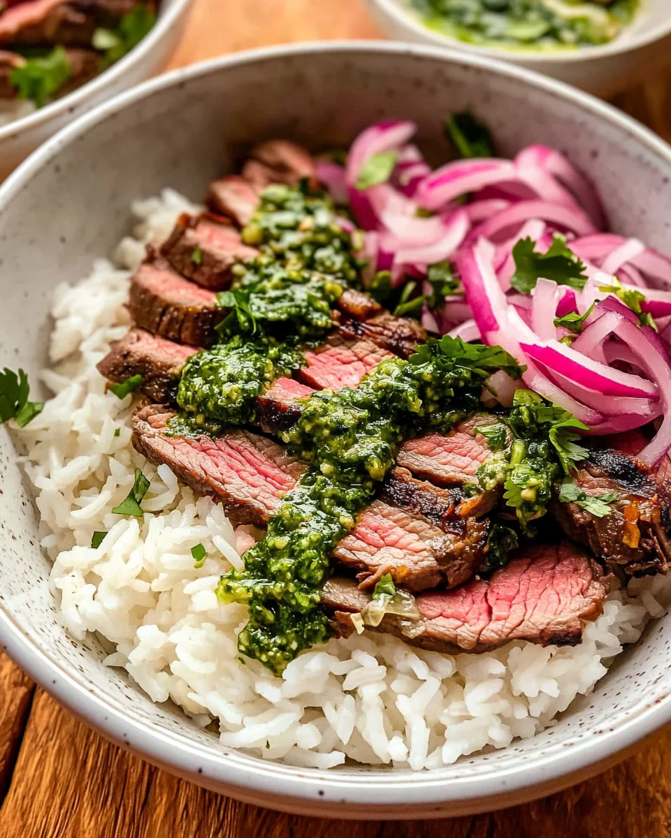 Skirt Steak Rice Bowls with Chimichurri Sauce