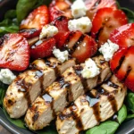 Strawberry Spinach Grilled Chicken Salad with Balsamic Glaze