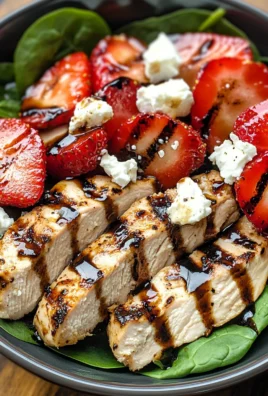 Strawberry Spinach Grilled Chicken Salad with Balsamic Glaze
