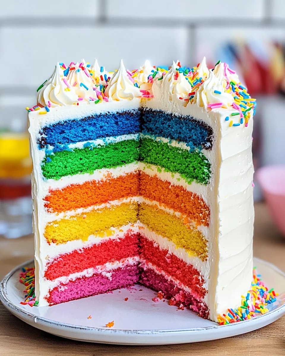 6 Layer Rainbow Cake Recipe with Easy Buttercream Frosting