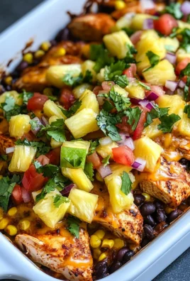 Blackened Chicken Taco Casserole with Pineapple Salsa