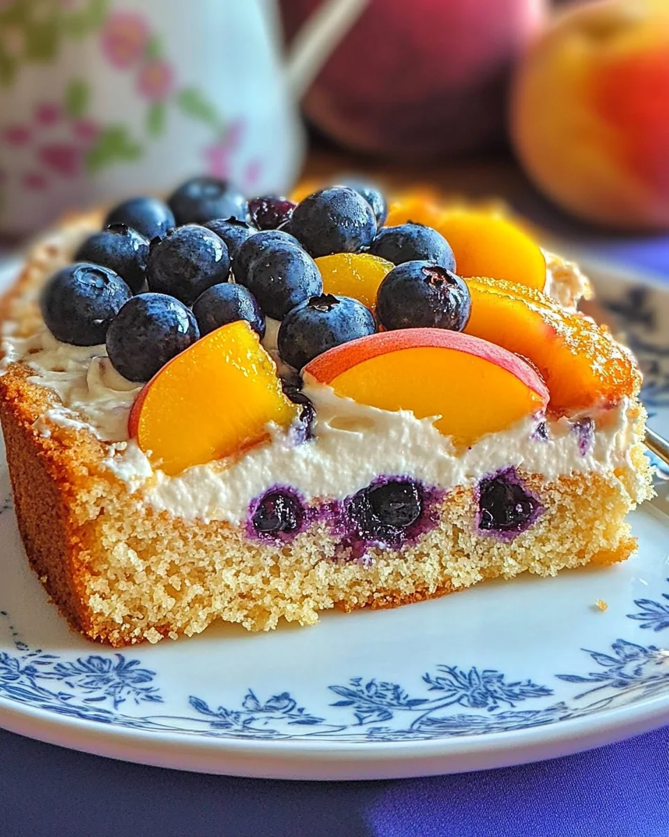 Blueberry Peach Sour Cream Cake