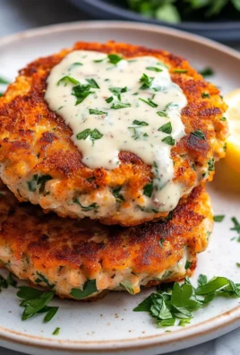 Easy Salmon Patties with Creamy Lemon-Garlic Sauce