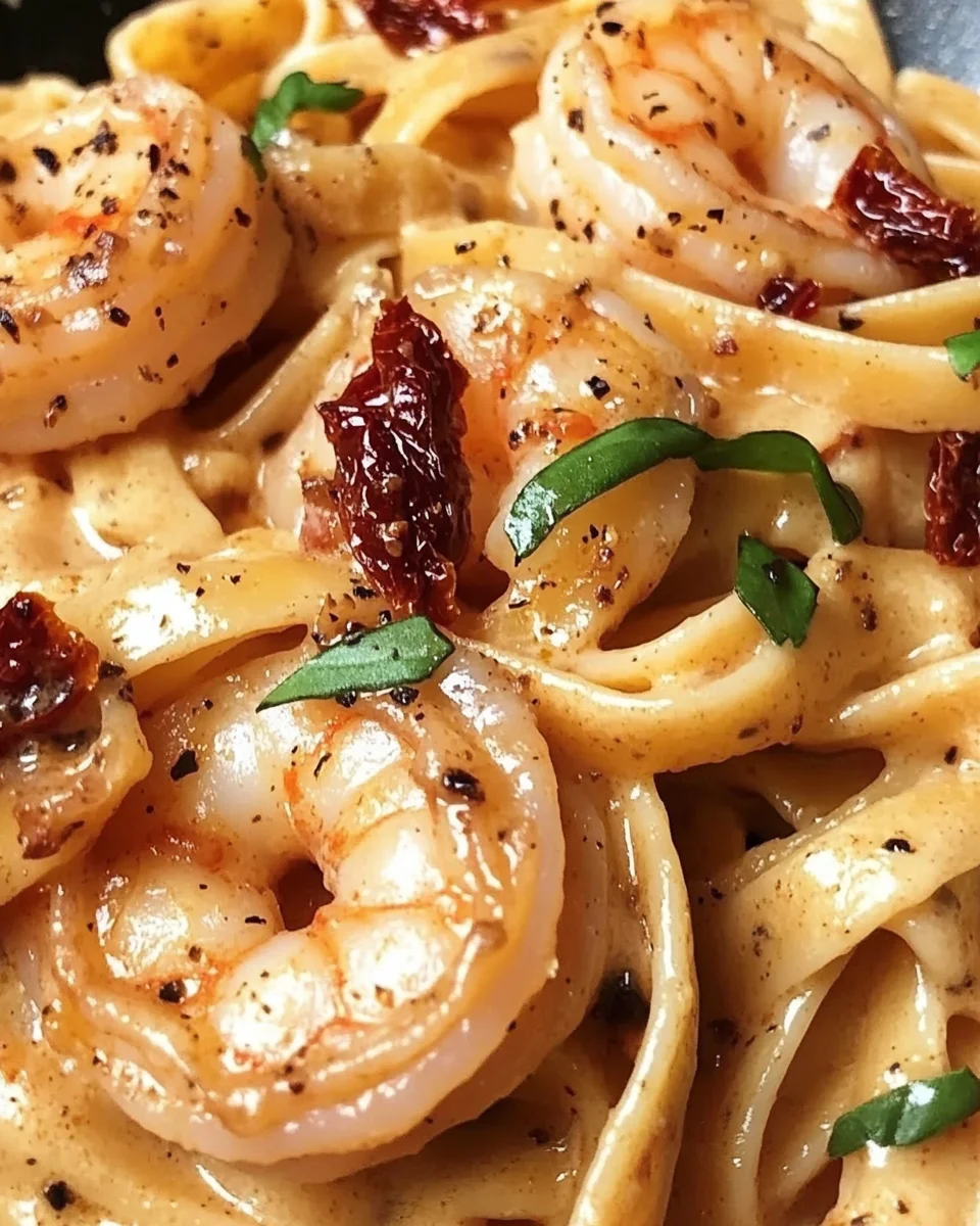 Garlic Shrimp Pasta with Spicy Sun-Dried Tomato Cream Sauce