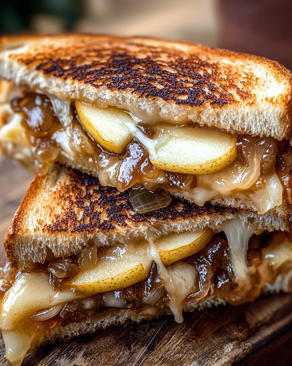 Pear & Apple Grilled Cheese With Caramelized Onions