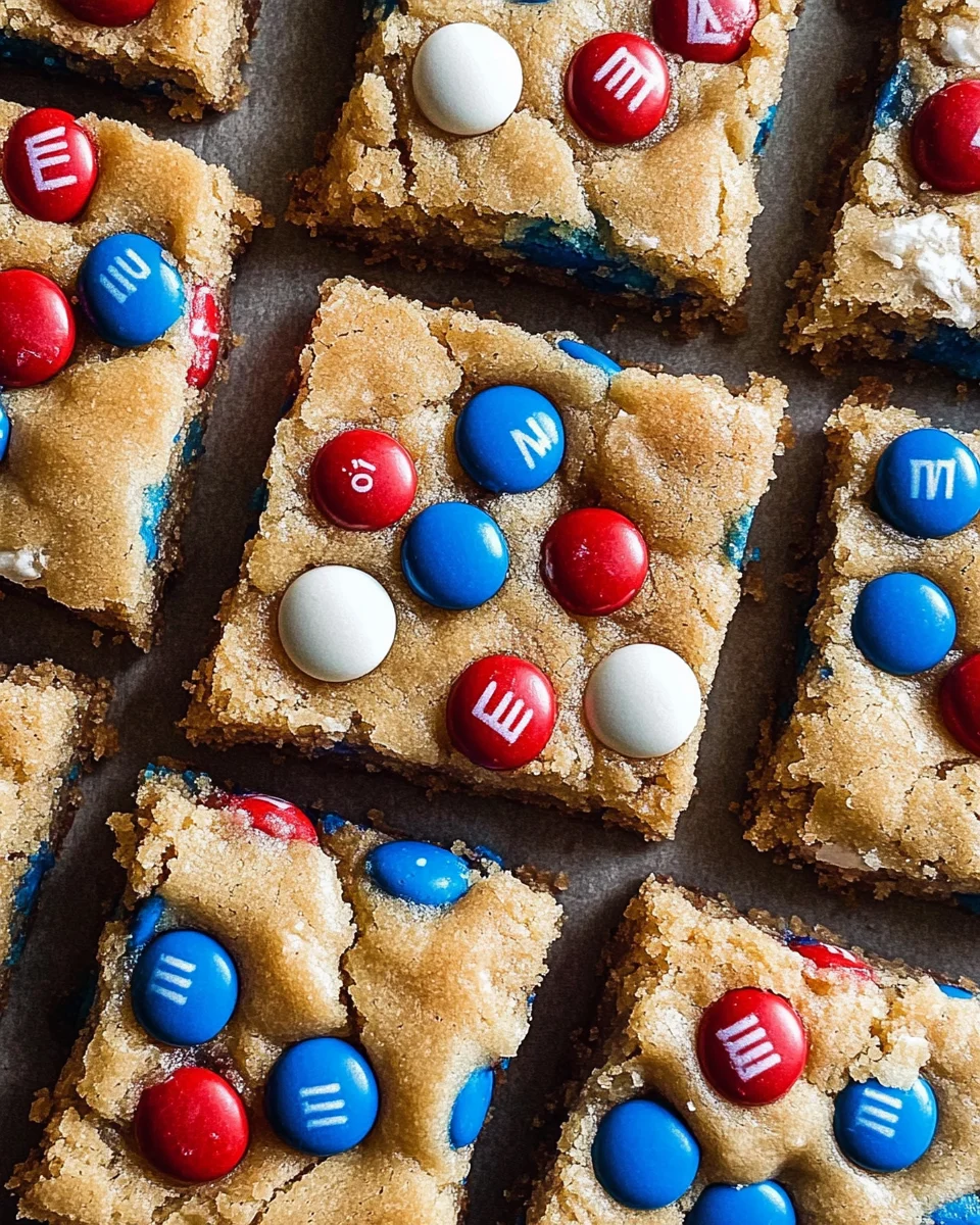 Red White and Blue M&M Cookie Bars