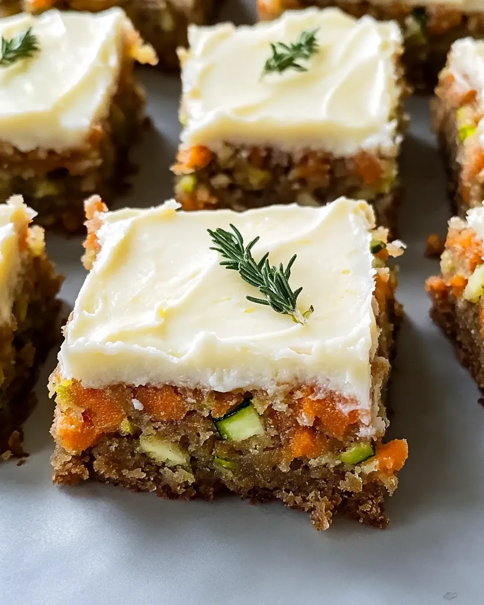 Spiced Ginger Carrot and Zucchini Bars with Lemon Cream Cheese Frosting